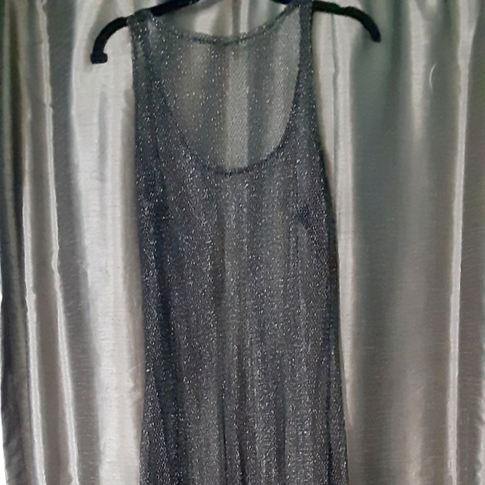 Silver/black Sheer Sleeveless Cover.dress